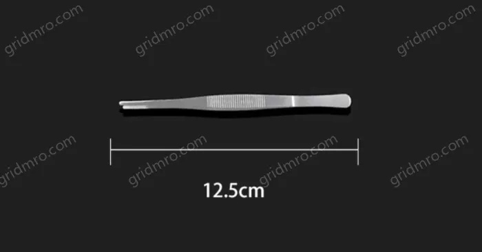 Stainless steel tweezers Straight round head (thick) 12.5cm