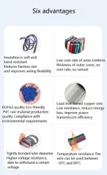 LED light connecting cable 18AWG*5 and (34/0.178TS)