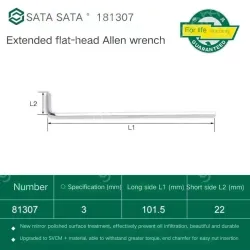 Extended flat head hex wrench 3mm 81307